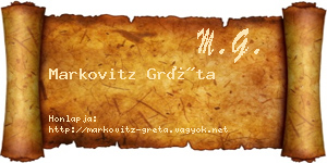 Markovitz Gréta névjegykártya
